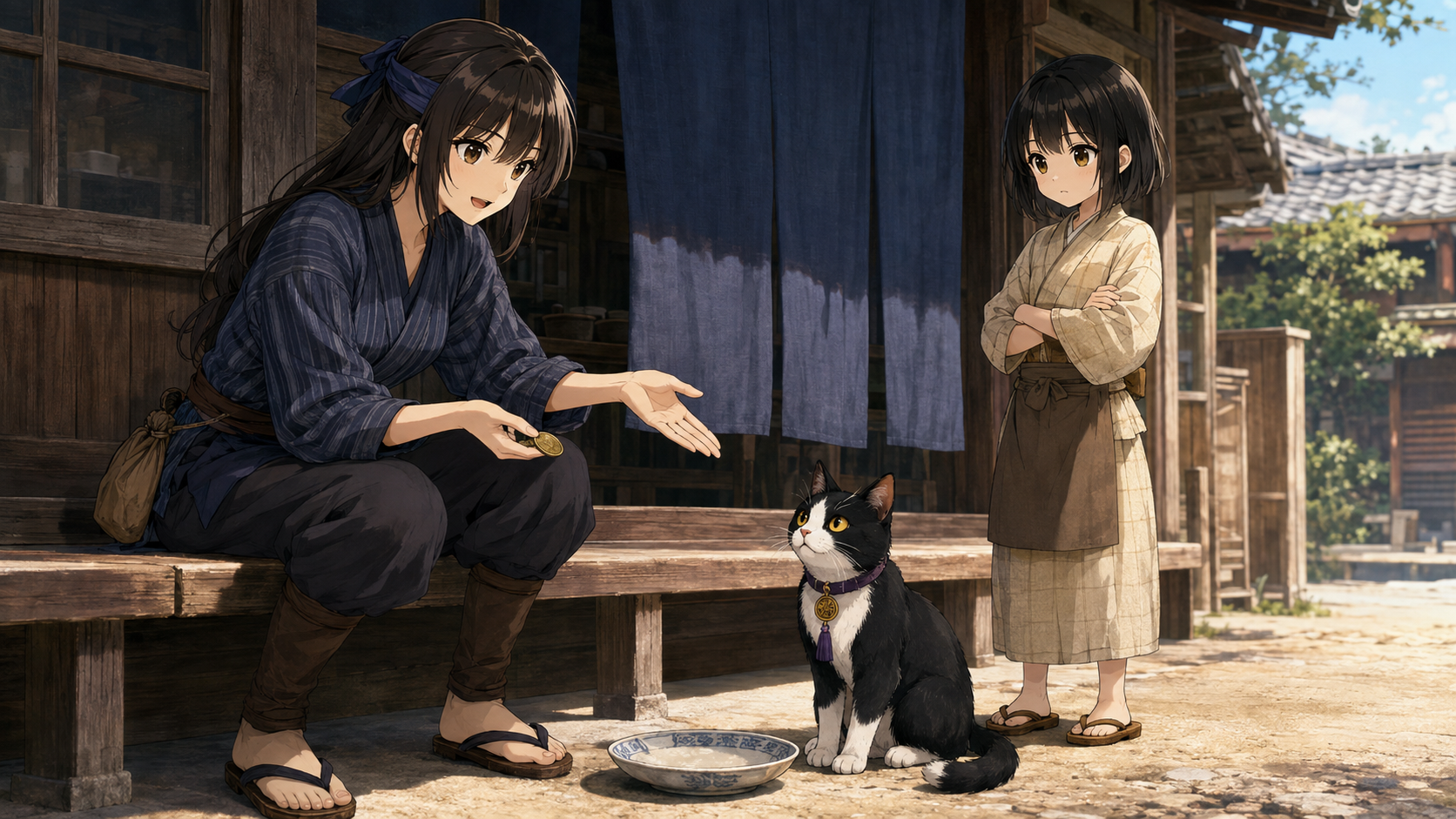 茶店の主人・朝霧月乃に、猫のトコを高値で譲ってほしいと持ちかける道具屋の朝霧小春
