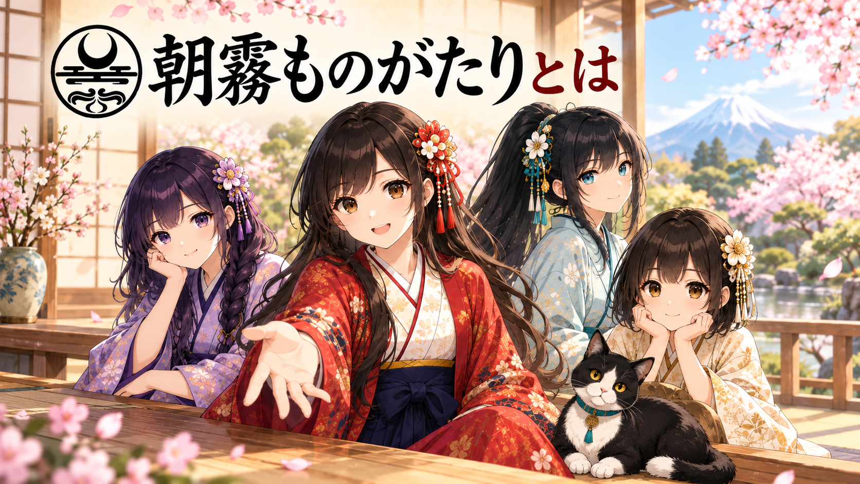 朝霧家の小春・夕凪・月乃・千早と猫のトコを描いた「朝霧ものがたりとは」のアイキャッチ画像