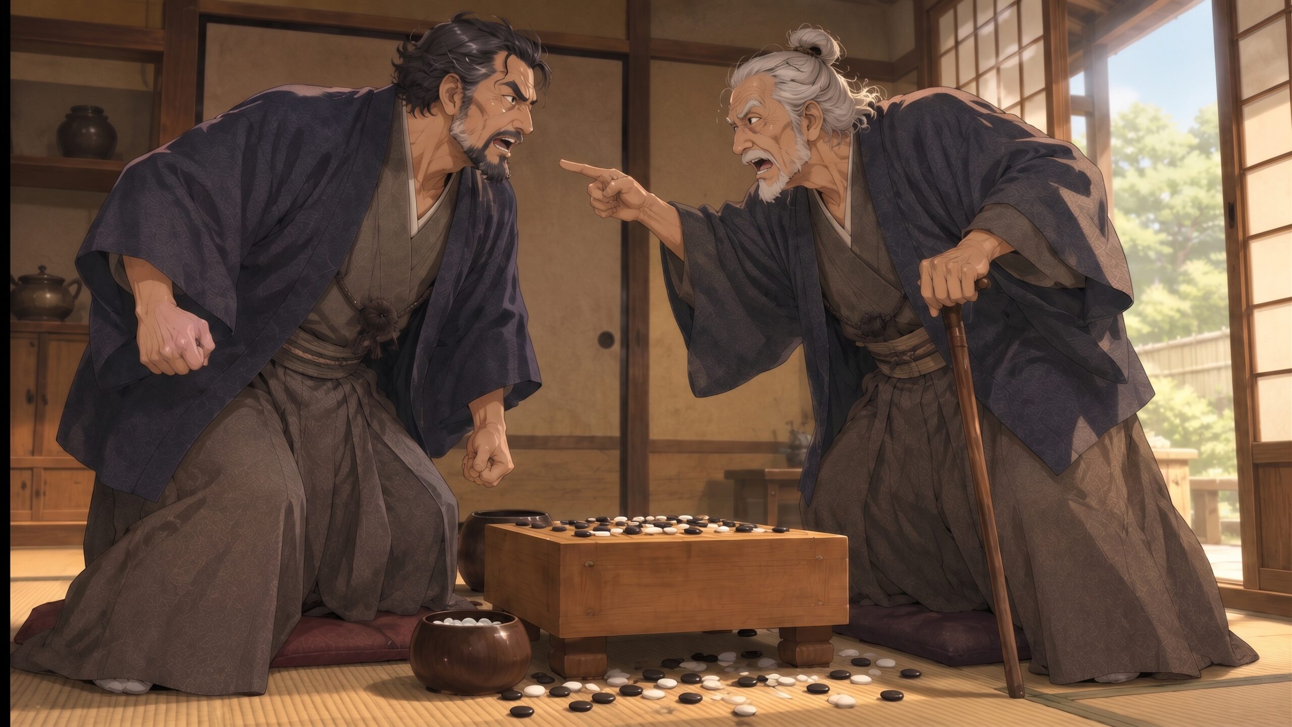 互いの碁の腕までけなし始める隠居2人
