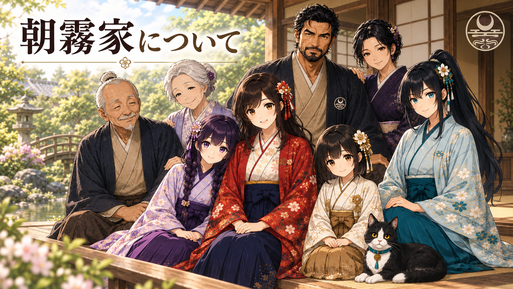 朝霧家の三世代と深山千早、猫のトコが和風屋敷に集う「朝霧家について」のアイキャッチ画像