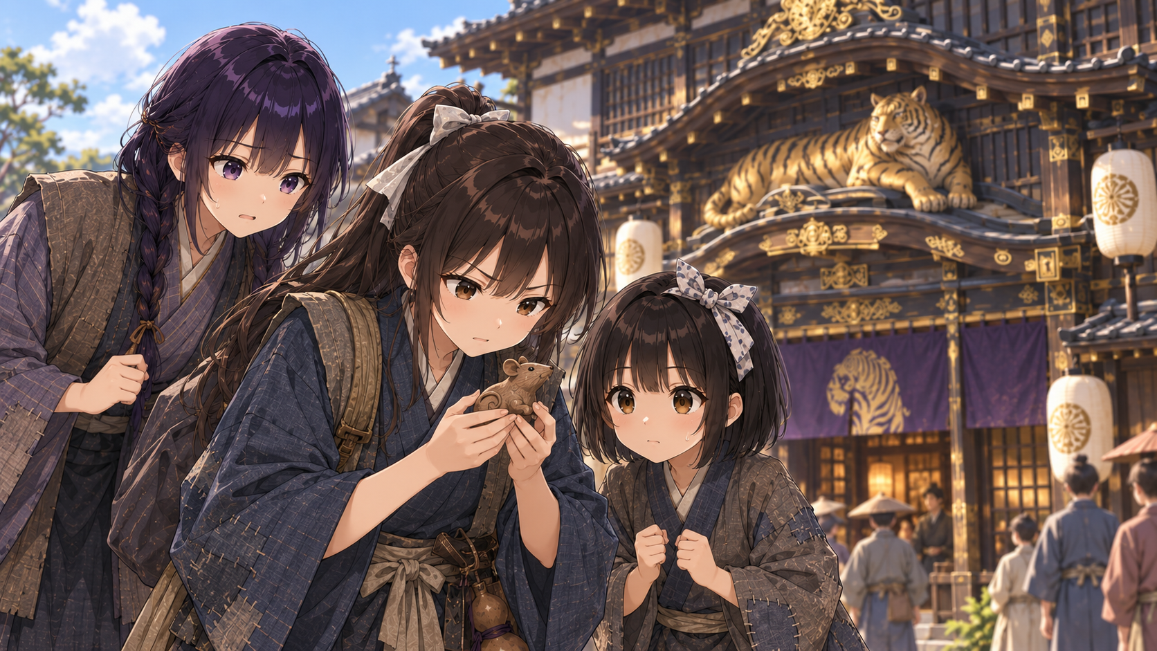 甚五郎が、自分が彫った鼠に問いかける