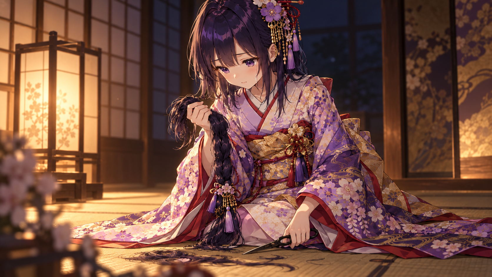 髪を落としてしまうお染