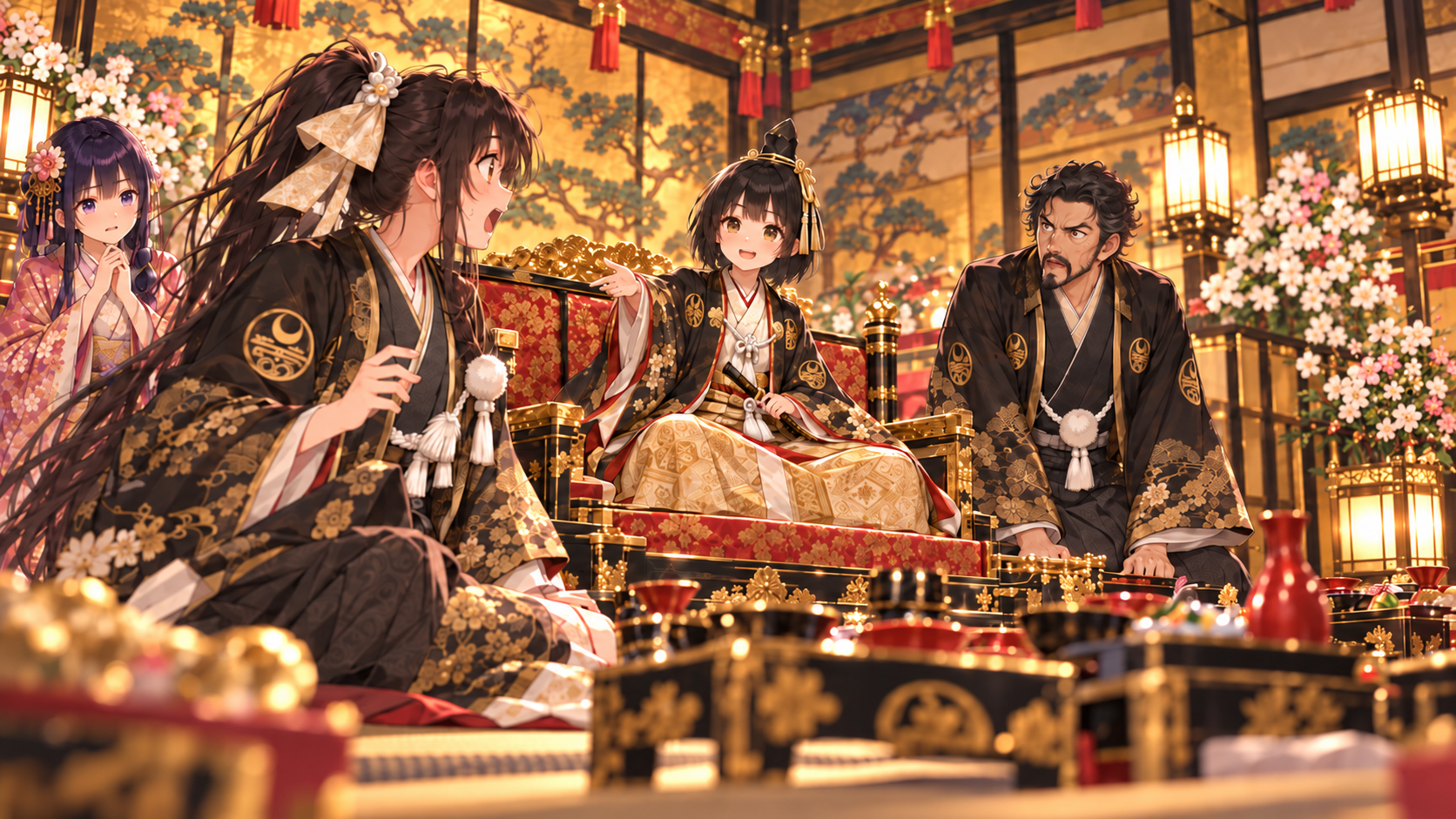 町人だった八五郎を武士として取り立てることになるシーン