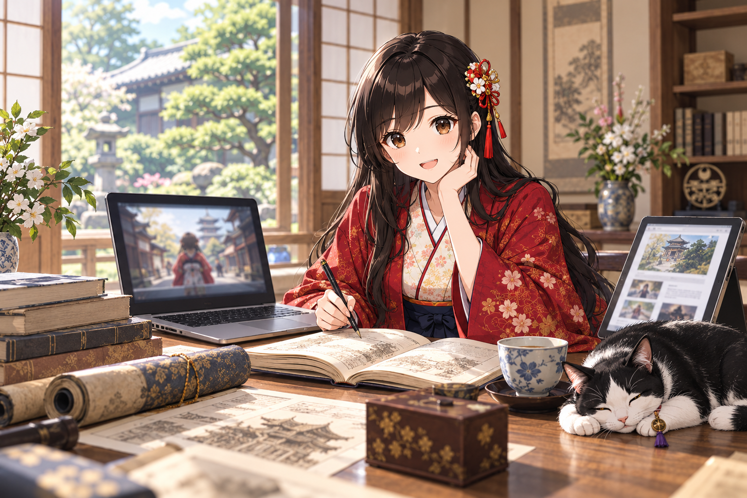 朝霧小春が動画と公式サイトの記事を通して日本文化を紹介する様子