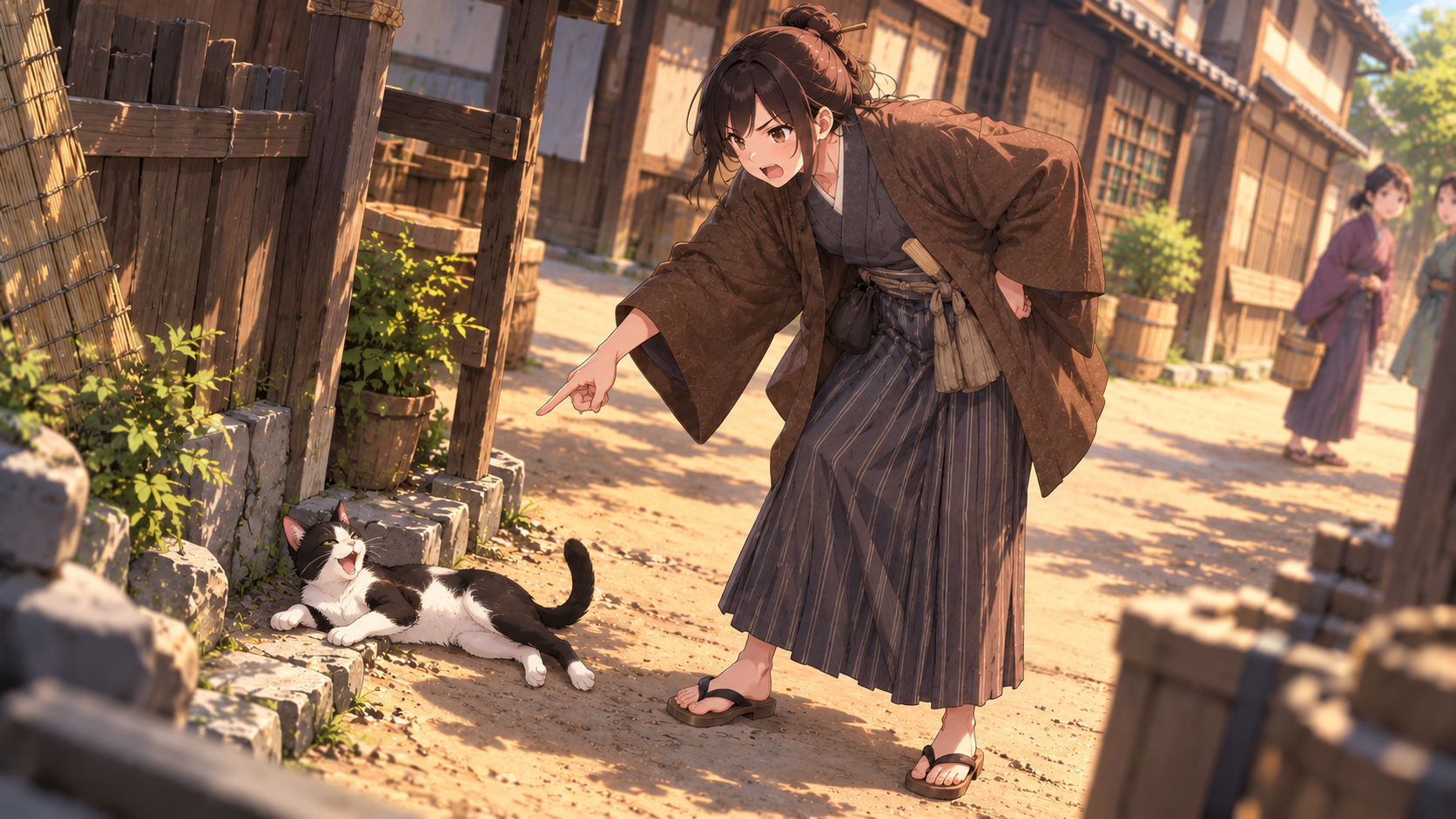 寝ている猫にまで小言を言う幸兵衛