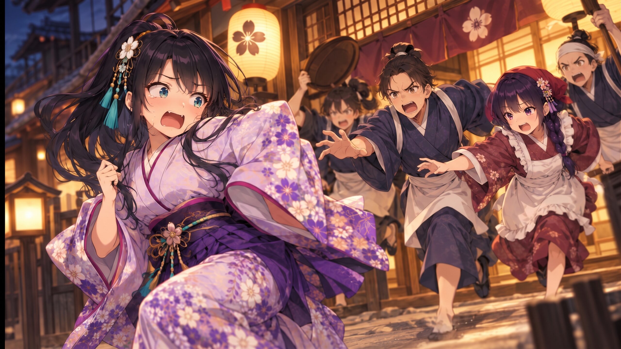 どうにか店の外へ逃げ出す狐
