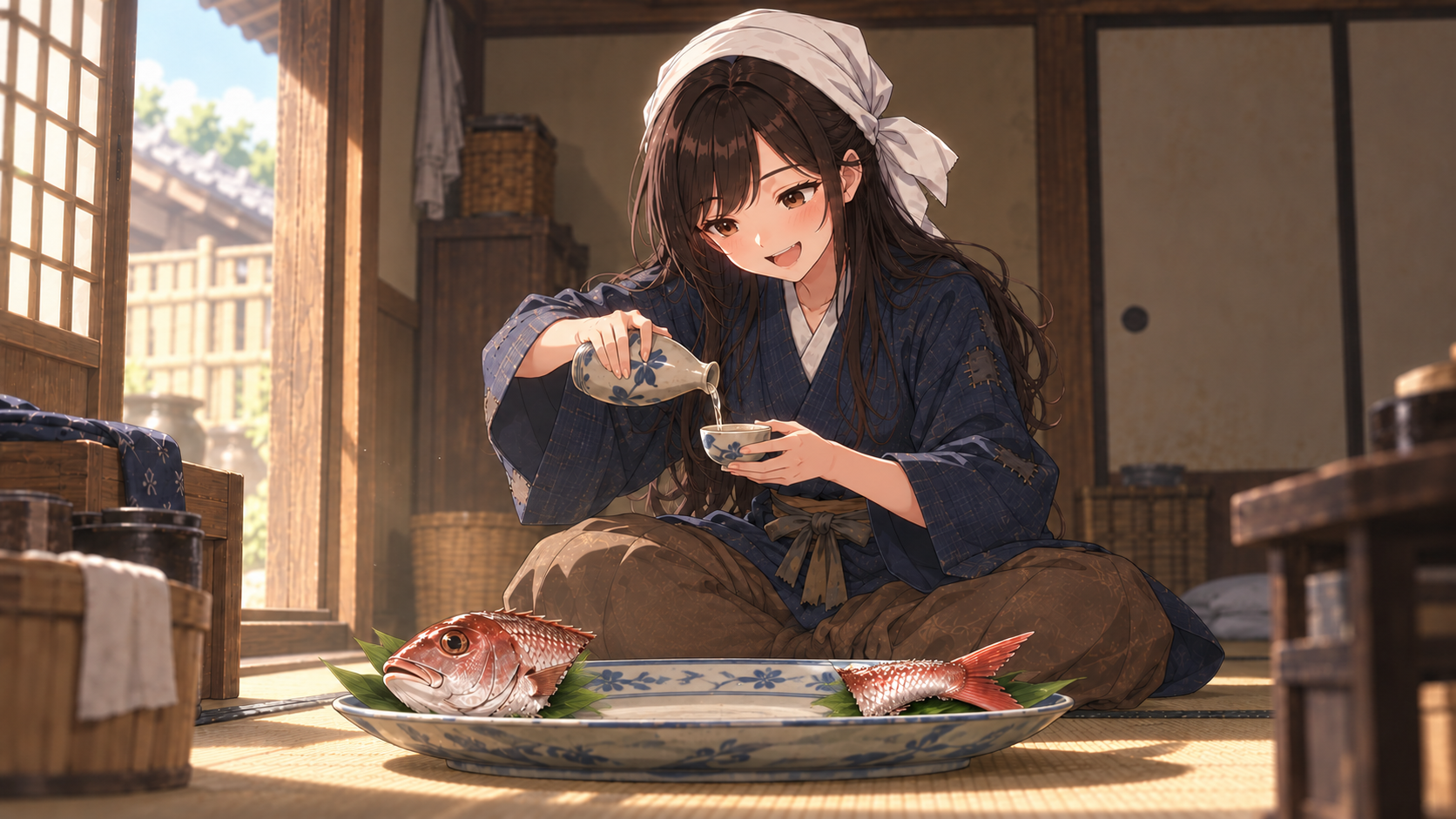 兄貴分がいない隙に酒を飲んでしまう熊五郎