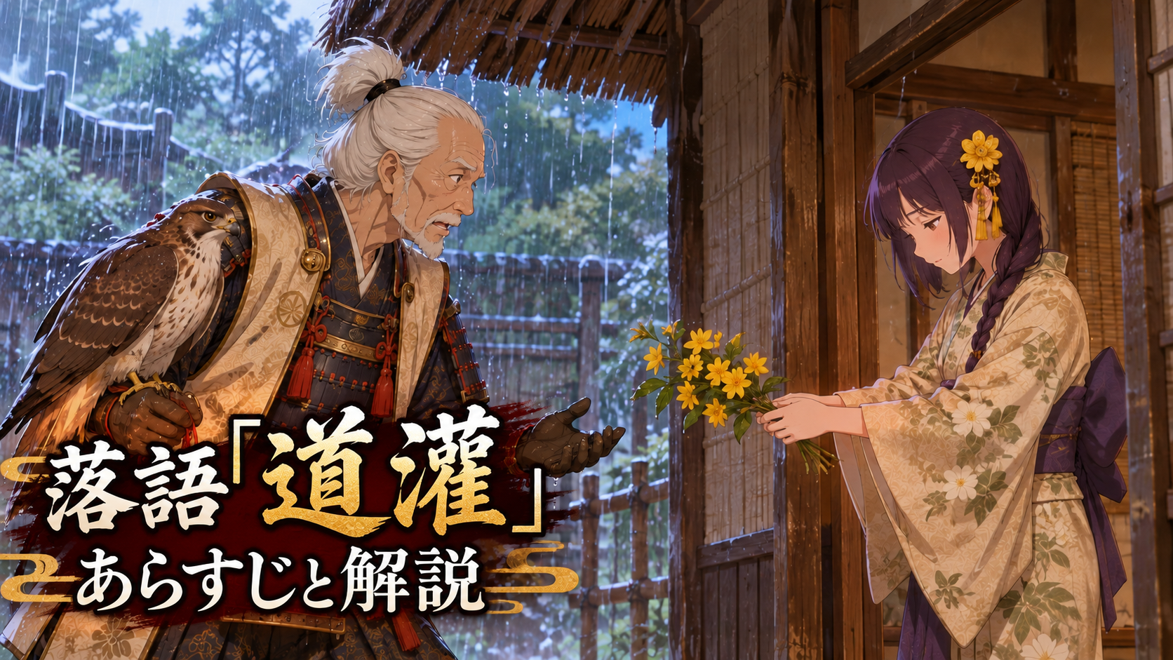 落語「道灌」あらすじと解説｜雨宿りする太田道灌に山吹の花を差し出す娘